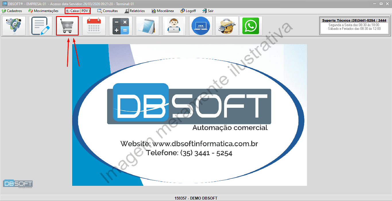 Tela inicial do processo de completar vendas no DBSoft.