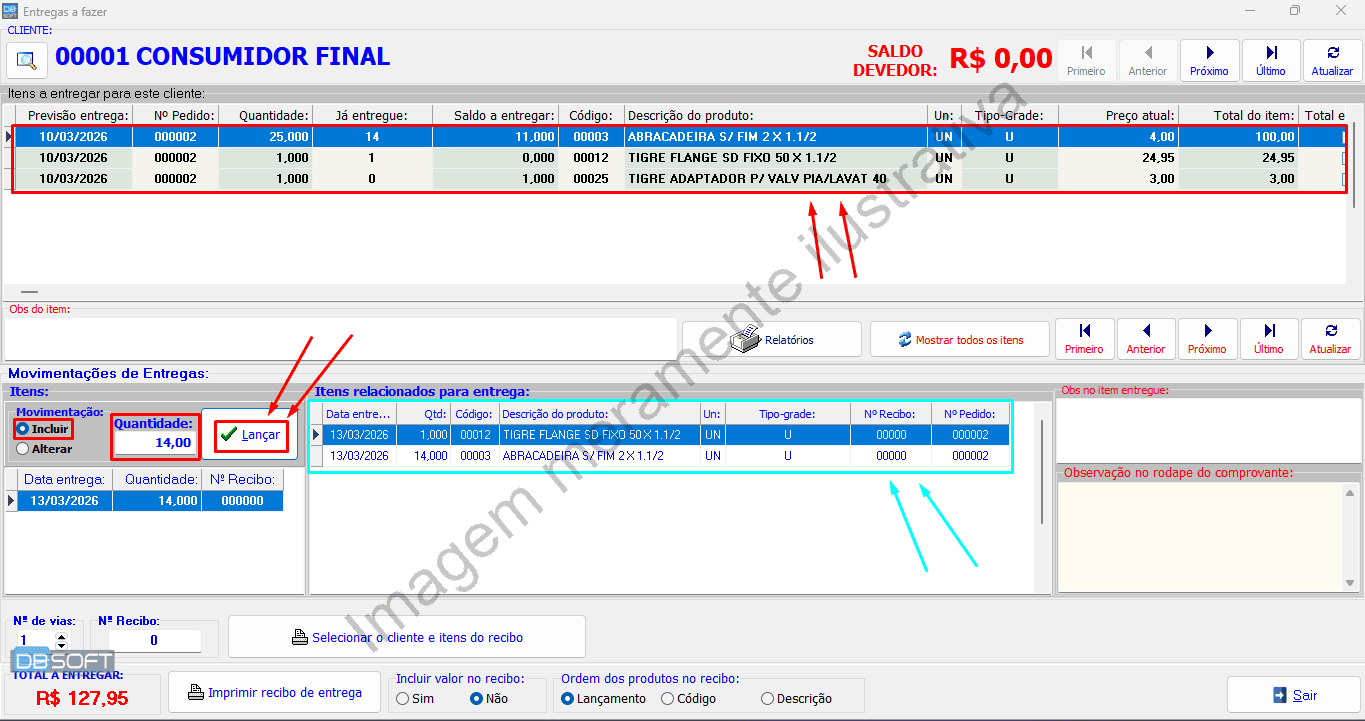 Detalhes da entrega.