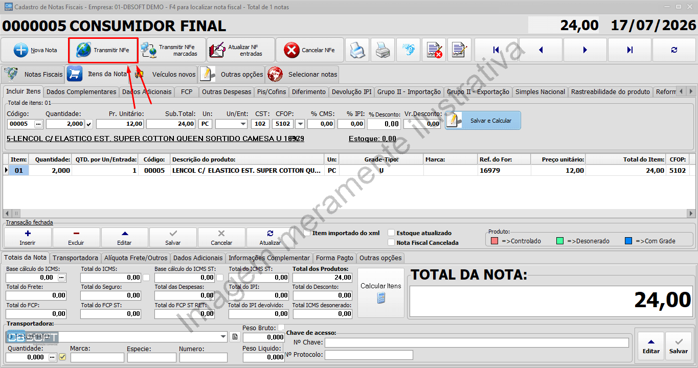 Tela final do processo.