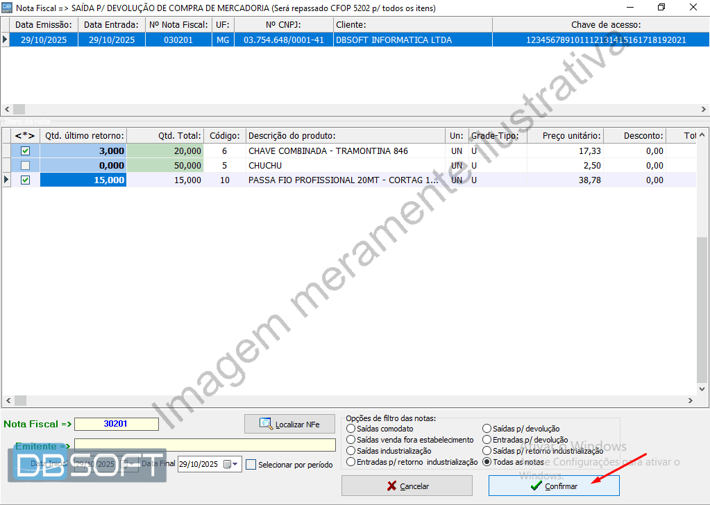 Na parte inferior da janela, há um botão chamado "Confirmar". Clique nele.
