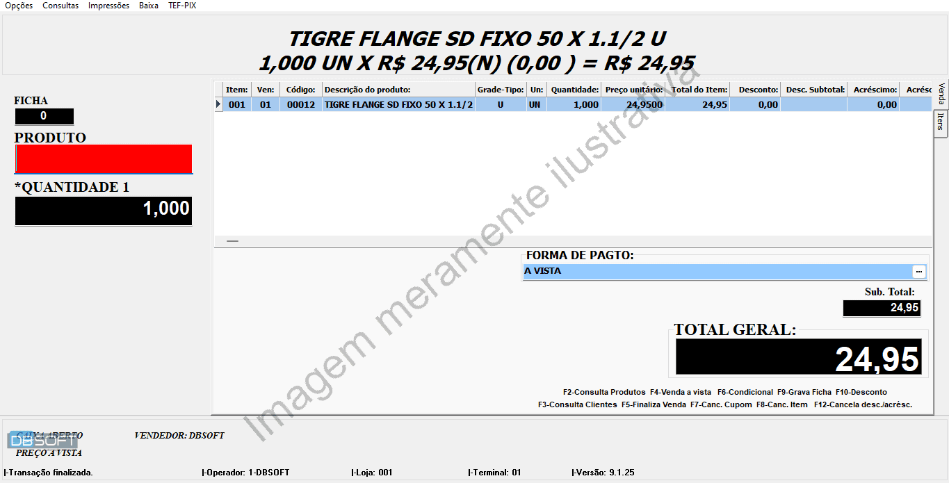 Tela de pedidos de venda.