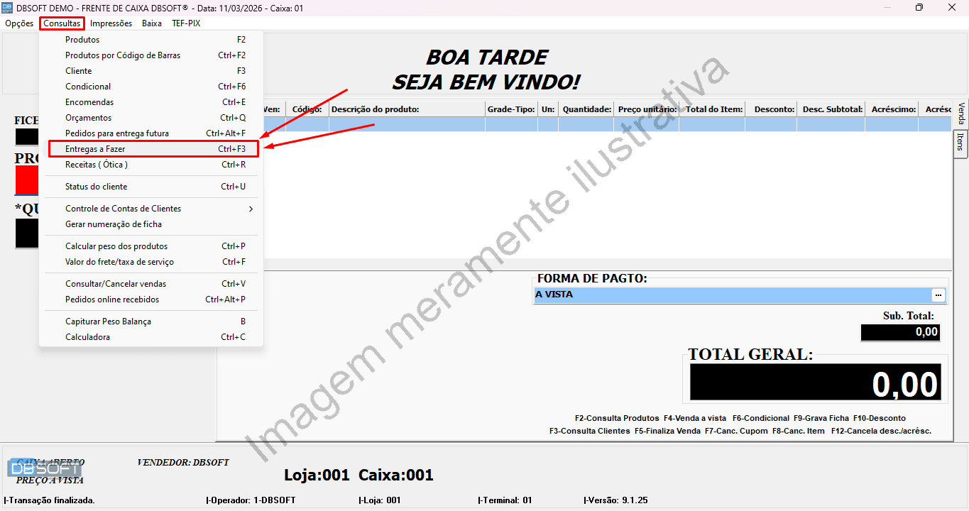 Consulta dos pedidos lançados para entrega.